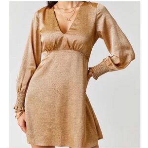 Francesca’s boutique gold silky dress